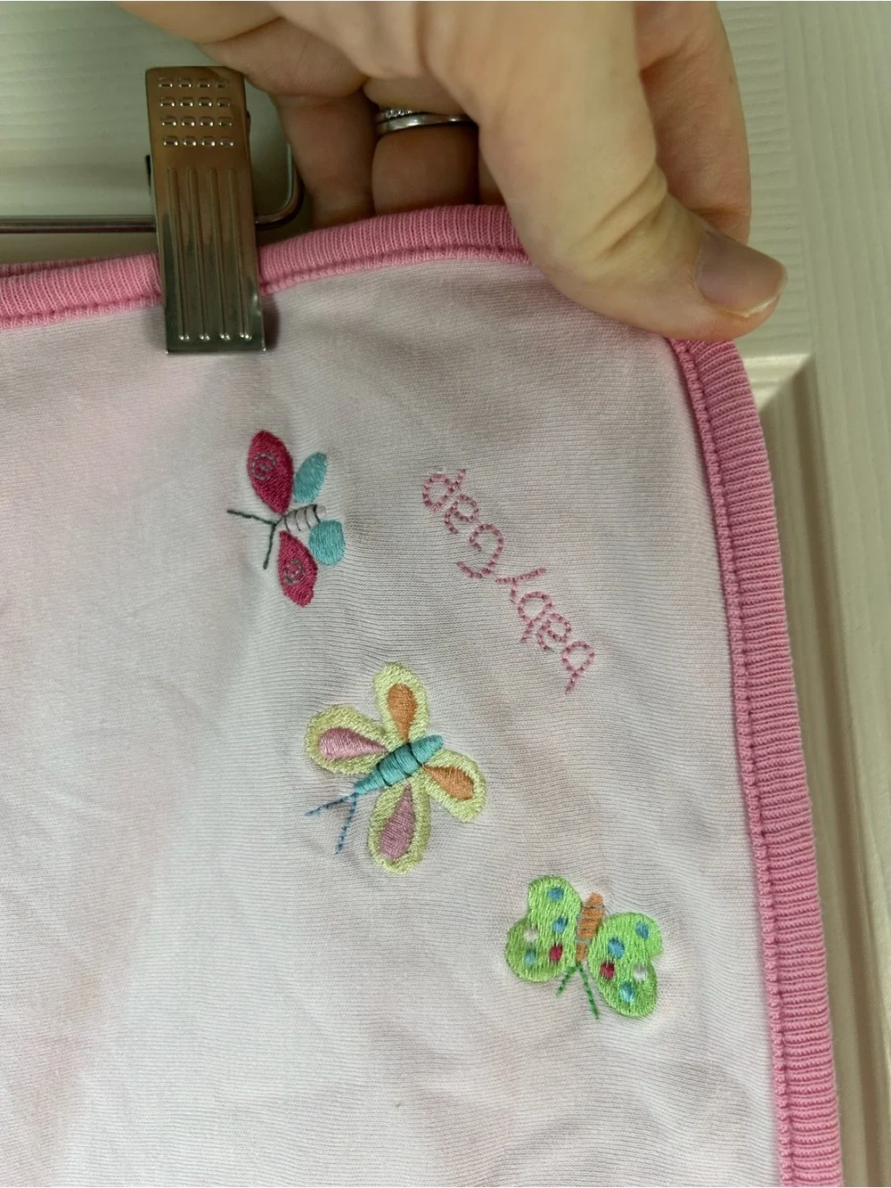Baby Gap Pink Butterfly Baby Blanket Vintage Y2K 2002 Yellow Green White Blue
